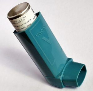 Image of an asthma inhaler. 
