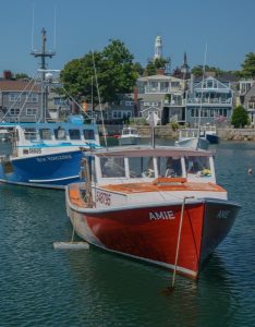 Image of a lobster boat in Maine. 