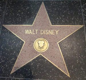 Image of Walt Disney's star on Hollywood Boulevard. 