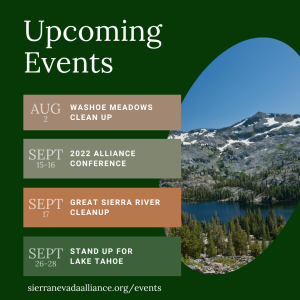 Image of the Sierra Nevada Alliance Events flyer.