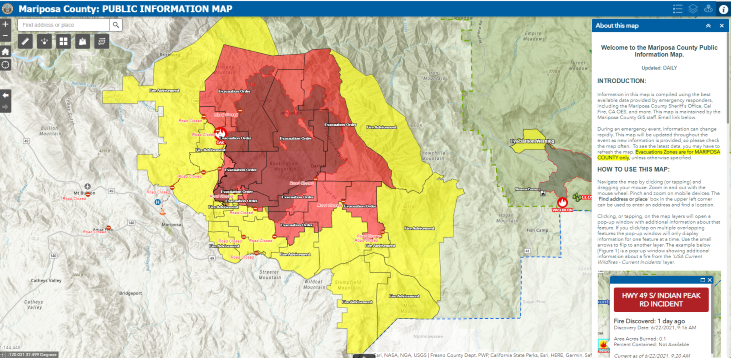 Map of Oak Fire Evacuation Areas