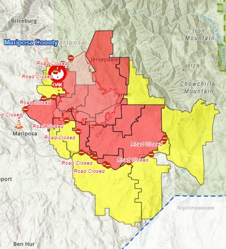 oak fire evacuation map 7232022 5pm | Sierra News Online