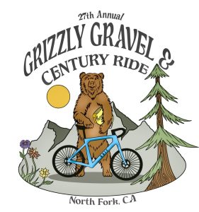 Image of a flyer for 27th Annual Grizzly Gravel Century Ride. Shows a bear next to a bike