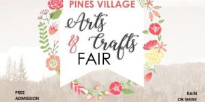 Image of a flyer for the pines village arts and crafts fair