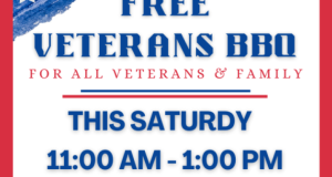 Image of a Free BBQ for Veterans sign.