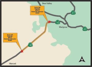 Image of a map of a Caltrans work zone.