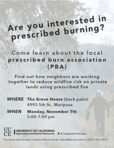 Image of the flyer for the Prescribed Burn Association event. 