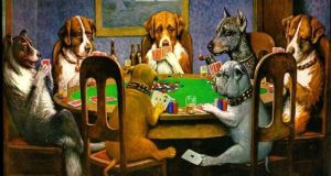 Image of the famous dogs playing poker painting.