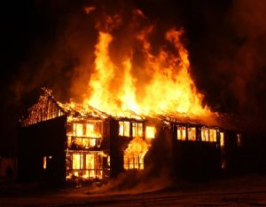 Image of a burning house.