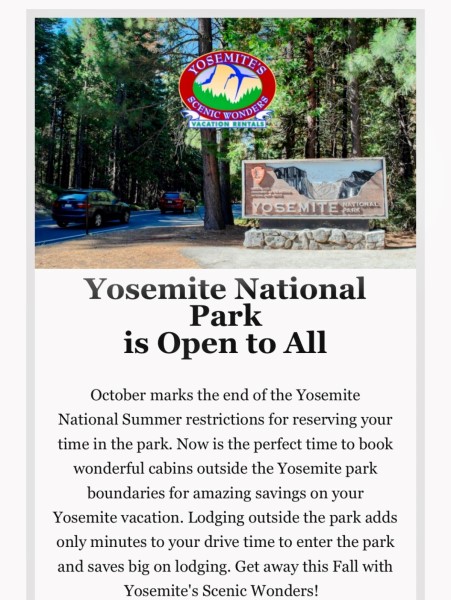 Image of the Yosemite National Park flyer. 