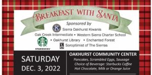 Flyer for breakfast with santa at the community center