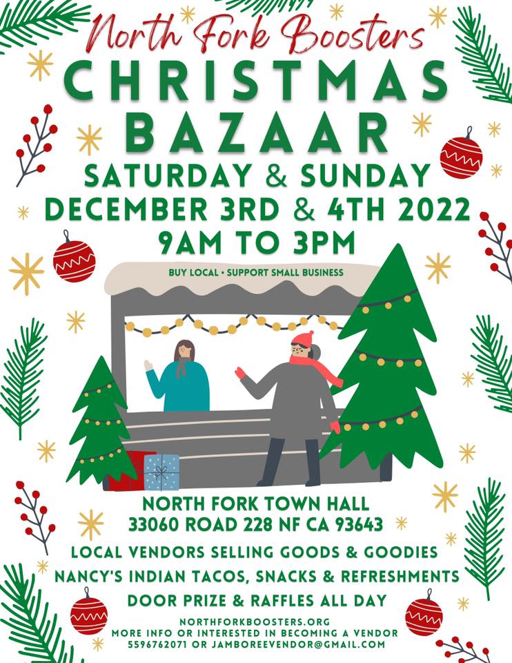 Flyer for the north fork booster christmas bazaar