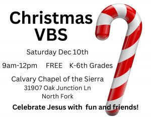 Flyer for Christmas VBS at the Calvary Chapel
