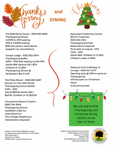 Flyer for Holiday Dinners