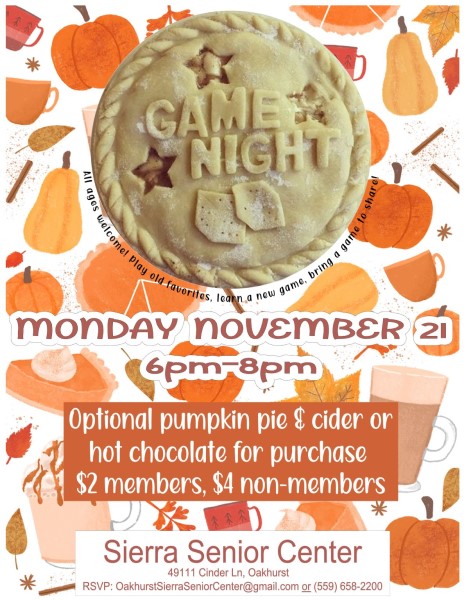 Image of the Game Night flyer.