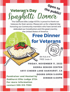 Image of the Spaghetti Dinner flyer.
