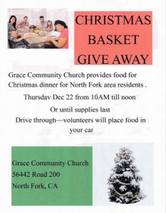 Image of the flyer for the Christmas basket giveaway. 