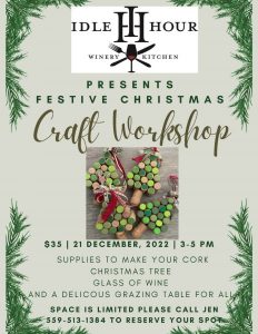 Image of a flyer for the Idle Hour Winery crafts workshop.