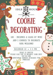 Image of a cookie decorating workshop at Idle Hour Winery. 