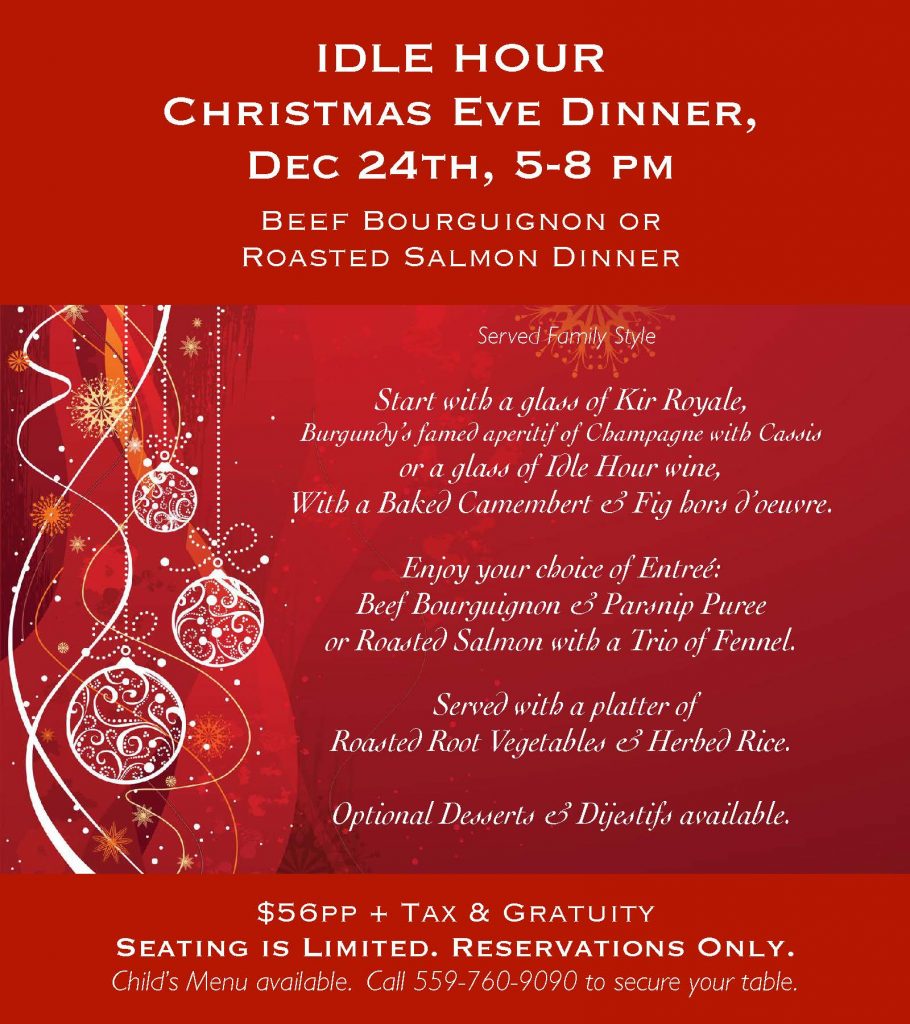 Flyer for Idle Hour Christmas Eve Dinner