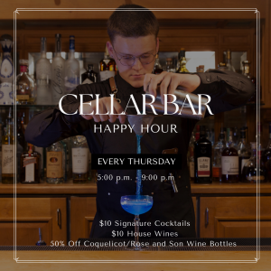 Image for the Cellar Bar Happy Hour flyer.