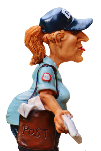 Image of a toy model female mail carrier.