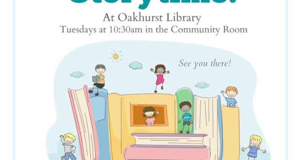 Flyer for Story time at the Oakhurst Library