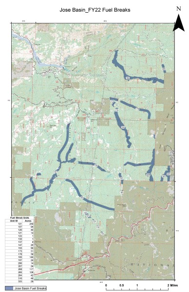 Image of the Jose Basin fuel breaks map. 