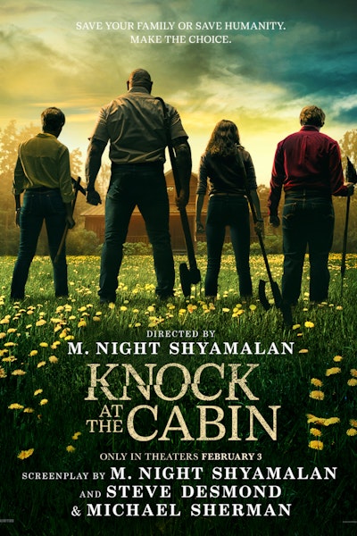 Image of the movie poster for "Knock at the Cabin."
