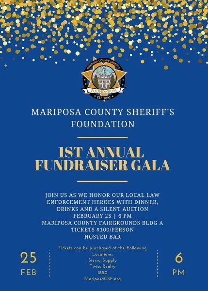 Image of the flyer for the Mariposa Sheriff's Foundation Gala Fundraiser. 