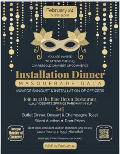 Image of the flyer for the Coarsegold Gala Dinner.