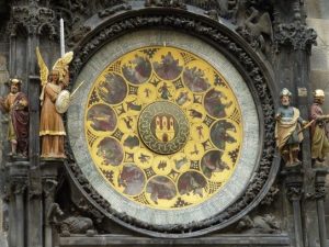 Image of an astronomical clock in Prague. 