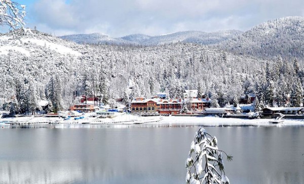 Image of The Pines Resort in winter. 