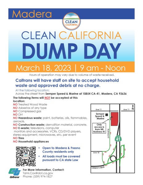 Image of the flyer for Clean California Dump Day. 