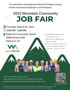 Flyer for the 2023 Mountain Community Job Fair