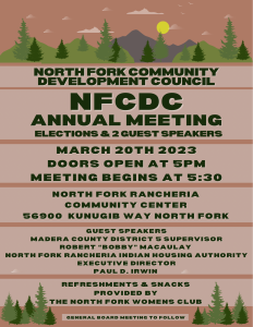 Flyer for the North Fork CDC Annual Meeting