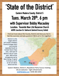 Flyer for the state of the district meeting