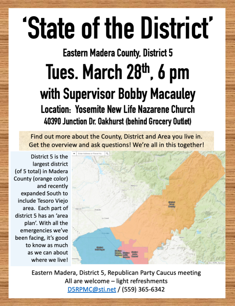 Flyer for the state of the district
meeting