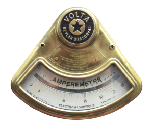Image of an antique amp meter.