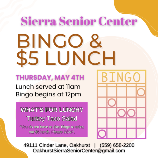 Image of the flyer for the Bingo lunch. 