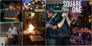 Header for the Square one band performing at the queens inn by the river