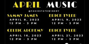 Flyer for the fasi estate winery live music