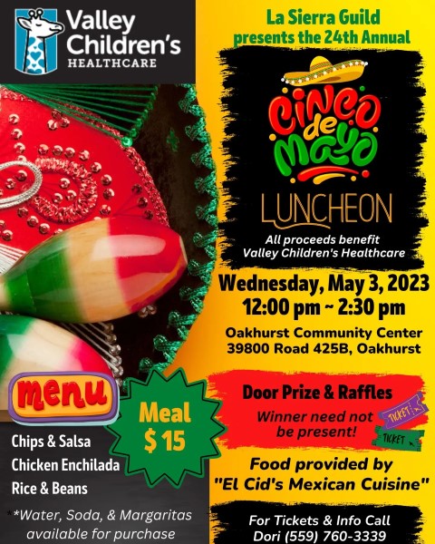 Image of the flyer for the Cinco de Mayo luncheon. 