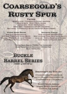 Image of the Coarsegold Rodeo barrel racing flyer.