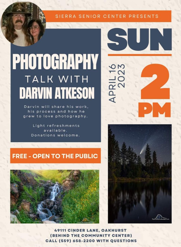 flyer for photography talk at the senior center