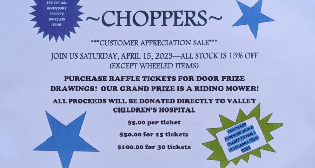 Flyer for Choppers Customer Appreciation Sale