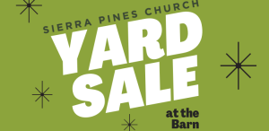 header for the sierra pines church yard sale