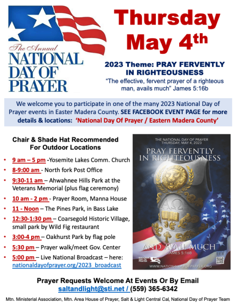 Image of the flyer for the National Day of Prayer. 