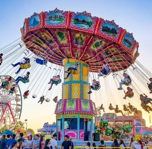 Image of a carnival ride at the Merced County Fair.