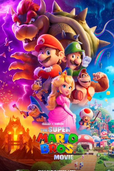 Image of the movie poster for The Super Mario Brothers Movie. 